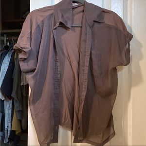 Lush mesh lightweight button down short sleeve